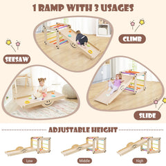 Montessori Indoor Climbing Set for Toddlers – Foldable Wooden Climber Toy | Safe Indoor Play Gym for Kids