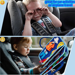 Toddler Busy Board – Montessori Sensory Toy for Kids | Educational Learning Travel Activity Book for Airplane & Car