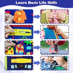 Toddler Busy Board – Montessori Sensory Toy for Kids | Educational Learning Travel Activity Book for Airplane & Car