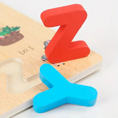 3D Wooden Alphabet & Number Puzzle – Montessori Educational Toy for Kids | Colorful Matching Game for Early Learning & Math Skills