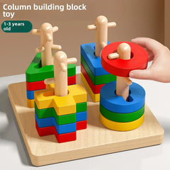 Montessori Wooden Stacking & Sorting Toy – Educational Puzzle for Toddlers (Age 1+)