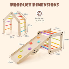 Montessori Indoor Climbing Set for Toddlers – Foldable Wooden Climber Toy | Safe Indoor Play Gym for Kids