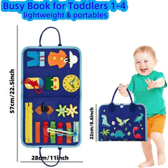 Toddler Busy Board – Montessori Sensory Toy for Kids | Educational Learning Travel Activity Book for Airplane & Car
