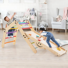 Montessori Indoor Climbing Set for Toddlers – Foldable Wooden Climber Toy | Safe Indoor Play Gym for Kids