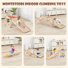 Montessori Indoor Climbing Set for Toddlers – Foldable Wooden Climber Toy | Safe Indoor Play Gym for Kids