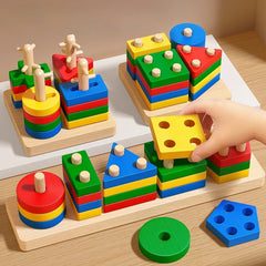 Montessori Wooden Stacking & Sorting Toy – Educational Puzzle for Toddlers (Age 1+)