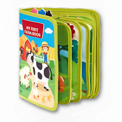 Side view showing Busy Book thickness and multiple activity pages for toddlers.