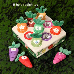 Carrot Harvest toy set with plush carrots and pop-up board — what’s included in the box
