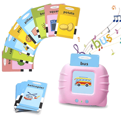 Assortment of flashcards including letters, animals, foods, shapes with talking flashcard reader
