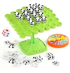 Panda Balance Stacking Game — green balance tree with frog pieces, spinner and dice; family tabletop math toy