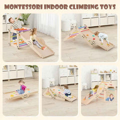 Montessori Indoor Climbing Set for Toddlers – Foldable Wooden Climber Toy | Safe Indoor Play Gym for Kids
