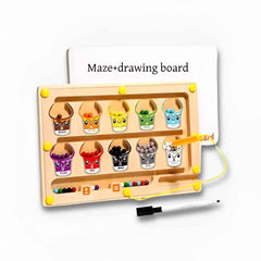 2-in-1 magnetic bead maze and double-sided drawing board for toddlers – Montessori fine-motor learning toy