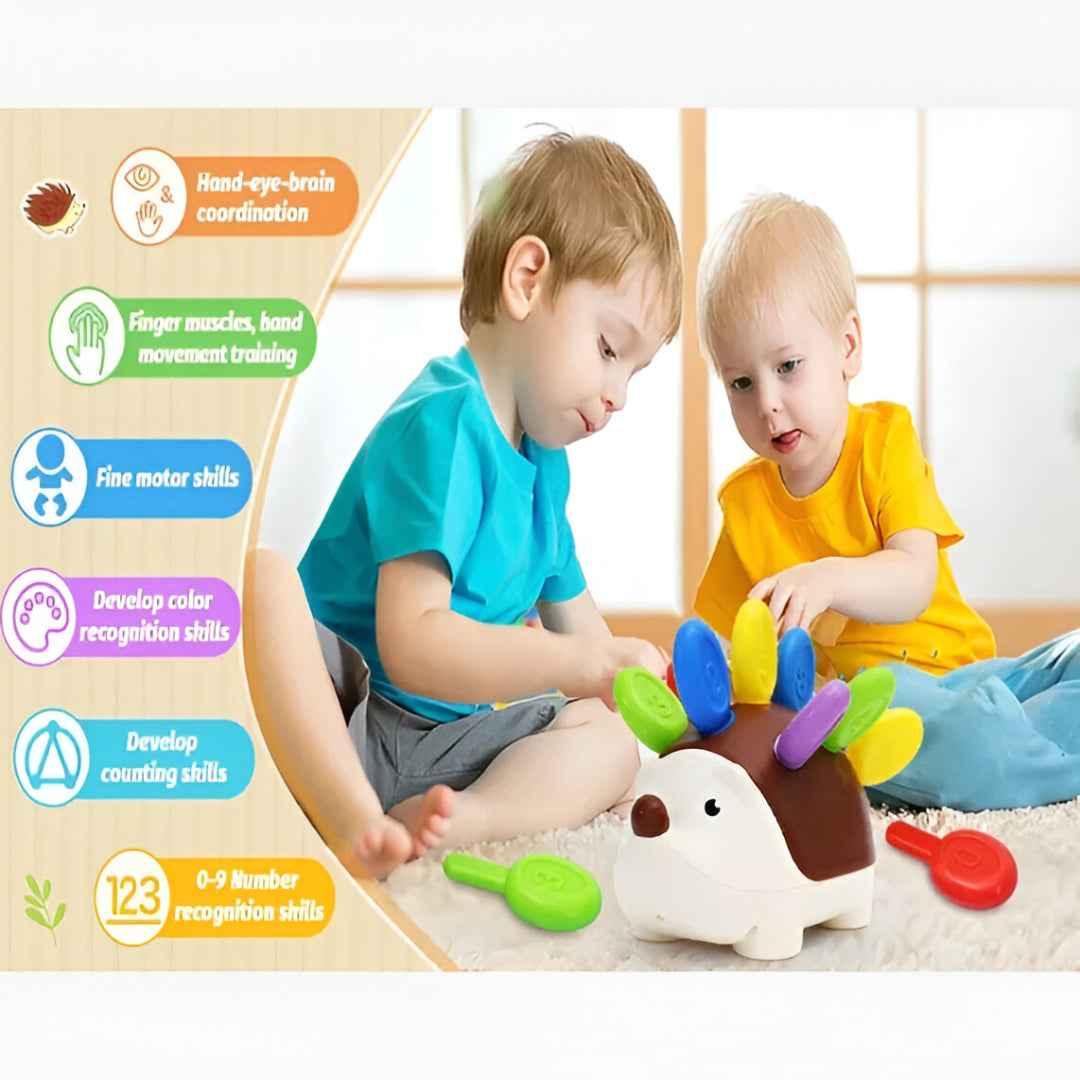 Montessori Sensory Hedgehog Toy – Fine Motor Learning Toy for Toddlers Ages 1–4 | Educational Travel Toy - Purshay