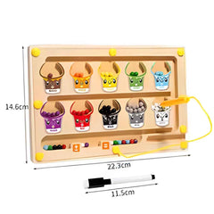 Dimensions: magnetic bead maze drawing board 22.3cm x 14.6cm with detachable stylus and marker