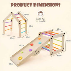 Montessori Indoor Climbing Set for Toddlers – Foldable Wooden Climber Toy | Safe Indoor Play Gym for Kids