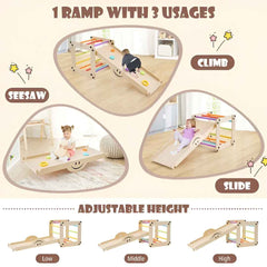 Montessori Indoor Climbing Set for Toddlers – Foldable Wooden Climber Toy | Safe Indoor Play Gym for Kids