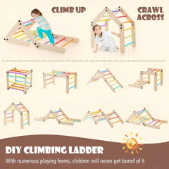 Montessori Indoor Climbing Set for Toddlers – Foldable Wooden Climber Toy | Safe Indoor Play Gym for Kids