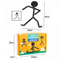 Front view of Wooden Stickman Puzzle packaging — educational balance toy